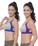 FEMULA Anju Sports Bra Blue Purple Combo 30 (B & C Cup)