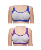 FEMULA Anju Sports Bra Blue Purple Combo 30 (B & C Cup)