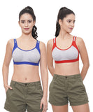 FEMULA Anju Sports Bra Blue Red Combo 30 (B & C Cup)