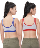 FEMULA Anju Sports Bra Blue Red Combo 30 (B & C Cup)