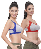 FEMULA Anju Sports Bra Blue Red Combo 30 (B & C Cup)