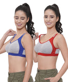 FEMULA Anju Sports Bra Blue Red Combo 30 (B & C Cup)