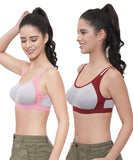 FEMULA Anju Sports Bra Maroon Pink Combo 30 (B & C Cup)