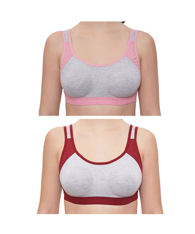 FEMULA Anju Sports Bra Maroon Pink Combo 30 (B & C Cup)