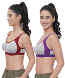 FEMULA Anju Sports Bra Maroon Purple Combo 30 (B & C Cup)