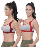 FEMULA Anju Sports Bra Maroon Red Combo 30 (B & C Cup)