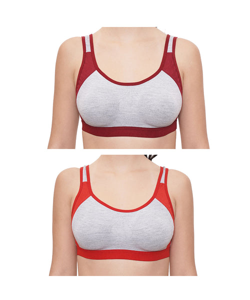 FEMULA Anju Sports Bra Maroon Red Combo 30 (B & C Cup)