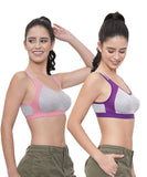 FEMULA Anju Sports Bra Pink Purple Combo 30 (B & C Cup)