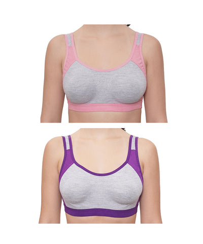 FEMULA Anju Sports Bra Pink Purple Combo 30 (B & C Cup)