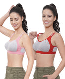 FEMULA Anju Sports Bra Pink Red Combo 30 (B & C Cup)