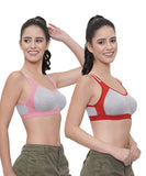 FEMULA Anju Sports Bra Pink Red Combo 30 (B & C Cup)