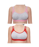 FEMULA Anju Sports Bra Pink Red Combo 30 (B & C Cup)