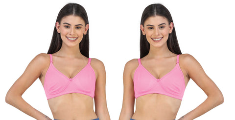FEMULA Archie a Low Impact Non-Padded, Non-Wired, Demi Coverage, Moulded Cups, Fine Quality Hosiery Cotton Bra 2Pcs