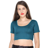 ANJALI All Weather Half Sleeves Cotton Blouse ( Bottle Green Colour )