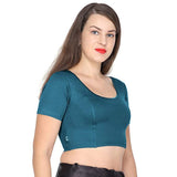 ANJALI All Weather Half Sleeves Cotton Blouse ( Bottle Green Colour )