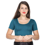 ANJALI All Weather Half Sleeves Cotton Blouse ( Bottle Green Colour )