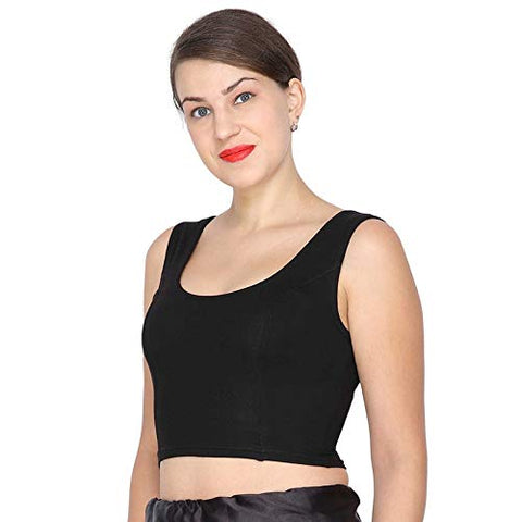 ANJALI All Weather Sleeveless Cotton Blouse ( Charcoal Black Colour, Size 30 )