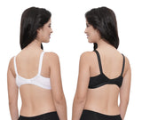 FEMULA Wide Strap Crossbust Non Padded, Full Coverage, Regular Wear Cotton Bra  ( 1Pc Each of White & Black Colour )
