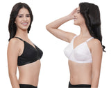 FEMULA Wide Strap Crossbust Non Padded, Full Coverage, Regular Wear Cotton Bra  ( 1Pc Each of White & Black Colour )