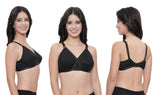 FEMULA Wide Strap Crossbust Non Padded, Full Coverage, Regular Wear Cotton Bra  ( 3Pcs Black Colour )