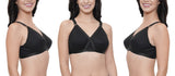 FEMULA Wide Strap Crossbust Non Padded, Full Coverage, Regular Wear Cotton Bra  ( 3Pcs Black Colour )