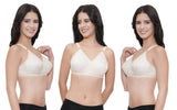 FEMULA Wide Strap Crossbust Non Padded, Full Coverage, Regular Wear Cotton Bra  ( 3Pcs Beige Colour )