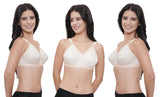 FEMULA Wide Strap Crossbust Non Padded, Full Coverage, Regular Wear Cotton Bra  ( 3Pcs Beige Colour )