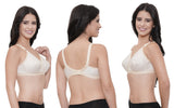 FEMULA Wide Strap Crossbust Non Padded, Full Coverage, Regular Wear Cotton Bra  ( 3Pcs Beige Colour )