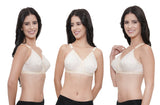 FEMULA Wide Strap Crossbust Non Padded, Full Coverage, Regular Wear Cotton Bra  ( 3Pcs Beige Colour )