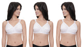 FEMULA Wide Strap Crossbust Non Padded, Full Coverage, Regular Wear Cotton Bra  ( 3Pcs White Colour )