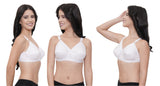 FEMULA Wide Strap Crossbust Non Padded, Full Coverage, Regular Wear Cotton Bra  ( 3Pcs White Colour )