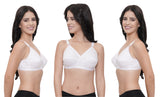 FEMULA Wide Strap Crossbust Non Padded, Full Coverage, Regular Wear Cotton Bra  ( 3Pcs White Colour )