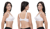 FEMULA Wide Strap Crossbust Non Padded, Full Coverage, Regular Wear Cotton Bra  ( 3Pcs White Colour )