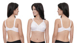 FEMULA Wide Strap Crossbust Non Padded, Full Coverage, Regular Wear Cotton Bra  ( 3Pcs White Colour )