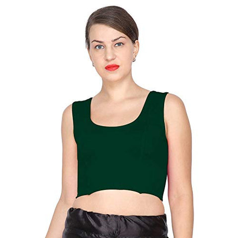 ANJALI All Weather Sleeveless Cotton Blouse ( Dark Green Colour )