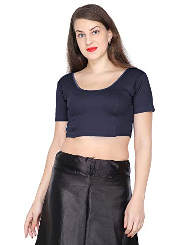 ANJALI All Weather Half Sleeves Cotton Blouse ( Dark Nevy Colour )