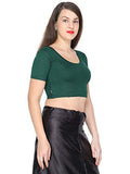 ANJALI All Weather Half Sleeves Cotton Blouse ( Dark Green Colour )