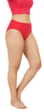 FEMULA Full Hipster Cotton Stretch Mid Waist Full Coverage Panties for Girls and Women (Red)