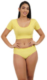 FEMULA Full Hipster Cotton Stretch Mid Waist Full Coverage Panties for Girls and Women (Lemon Yellow)