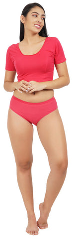 FEMULA Full Hipster Cotton Stretch Mid Waist Full Coverage Panties for Girls and Women (Gajari / Peach)