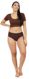 FEMULA Full Hipster Cotton Stretch Mid Waist Full Coverage Panties for Girls and Women (Dark Coffee Brown)