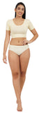 FEMULA Full Hipster Cotton Stretch Mid Waist Full Coverage Panties for Girls and Women (Off White / Cream)