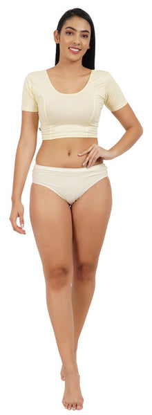 FEMULA Full Hipster Cotton Stretch Mid Waist Full Coverage Panties for Girls and Women (Off White / Cream)