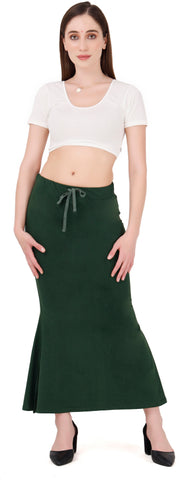 FEMULA Mermaid, Fishcut, Flared Strechcotton Saree Shapewear Petticoat for Women, Lycra Petticoat, Skirts Shapewear Dress for Saree (Bottle Green)
