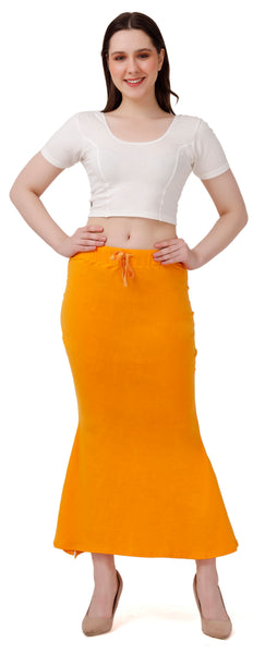 FEMULA Fishcut, Mermaid, Flared Strechcotton Saree Shapewear Petticoat for Women, Lycra Petticoat, Skirts Shapewear Dress for Saree (Dark Yellow)