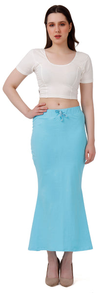 FEMULA Fishcut, Mermaid, Flared Strechcotton Saree Shapewear Petticoat for Women, Lycra Petticoat, Skirts Shapewear Dress for Saree (Sky Blue)