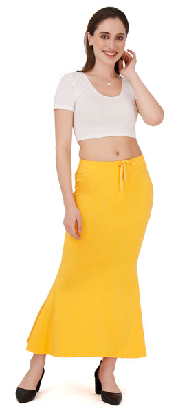 FEMULA Mermaid, Fishcut, Flared Strechcotton Saree Shapewear Petticoat for Women, Lycra Petticoat, Skirts Shapewear Dress for Saree (Light Yellow)