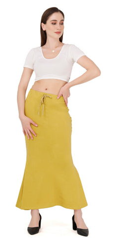 FEMULA Fishcut, Mermaid, Flared Strechcotton Saree Shapewear Petticoat for Women, Lycra Petticoat, Skirts Shapewear Dress for Saree (Light Mehandi)