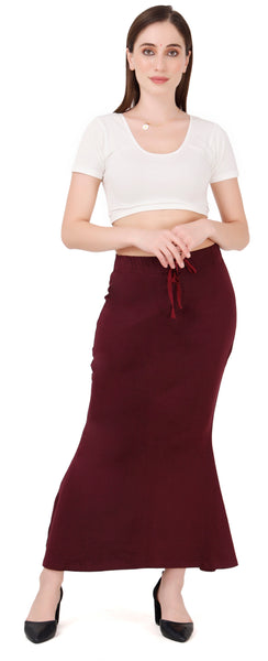 FEMULA Fishcut, Mermaid, Flared Strechcotton Saree Shapewear Petticoat for Women, Lycra Petticoat, Skirts Shapewear Dress for Saree (Dark Wine)