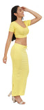 FEMULA Lycra Blend Cotton Saree Shapewear Petticoat for Women and Girls, Skirts Shapewear Dress for Saree ( Lemon Yellow Colour )